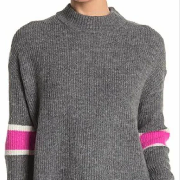 John Jenn Sweaters Nwt John Jenn Varsity Striped Mock Neck